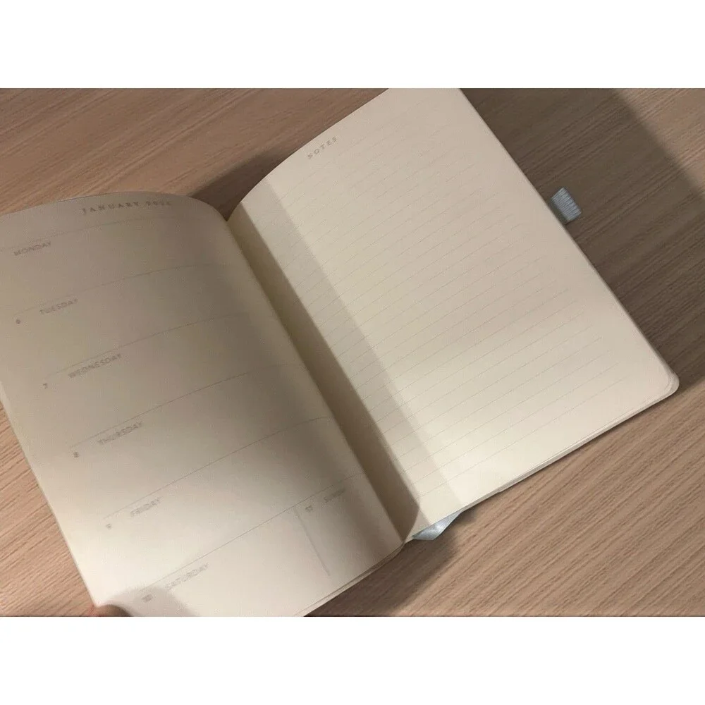 2026 12 month Planner White/Blue Floral Bow Planner Weekly & Monthly Small